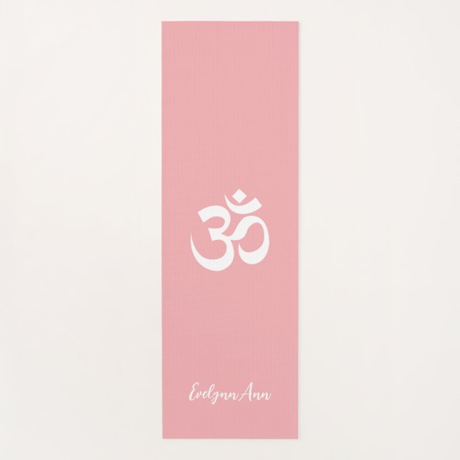 Om Symbol Coral Pink Personalized Name Prayer Or Yoga Mat (Front)