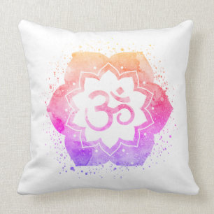 *~* OM Symbol Cotton Lotus Flower Mandala Throw Pillow