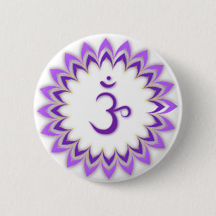 Om Symbol / Crown Chakra 2 Inch Round Button
