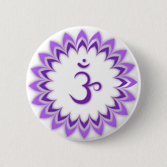 Om Symbol / Crown Chakra 2 Inch Round Button (Front)