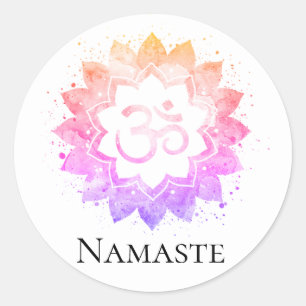 *~* OM Symbol Lotus Flower Mandala Spiritual Classic Round Sticker