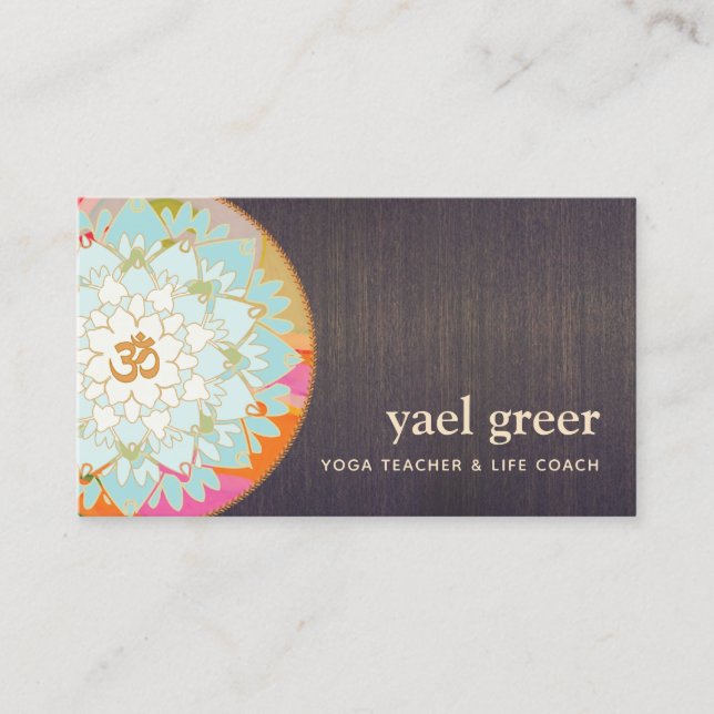 OM Symbol Lotus Mandala Art Business Card (Front)