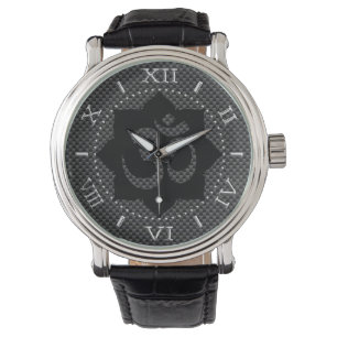 OM Symbol Lotus Spirituality Carbon Fibre Dial Watch