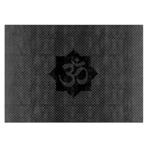 OM Symbol Lotus Spirituality in Carbon Fiber Style Cutting Board