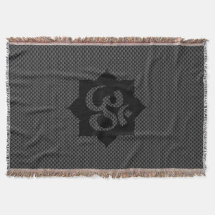 OM Symbol Lotus Spirituality Yoga Carbon Style Throw Blanket
