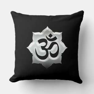 OM Symbol Lotus Spirituality Yoga Crest Throw Pillow
