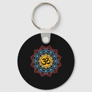 Om Symbol Mandala Flower Meditation Workout Yoga L Keychain