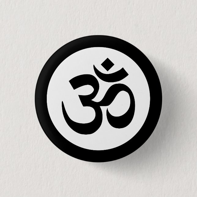 Om Symbol on Black and White Badge 1 Inch Round Button (Front)