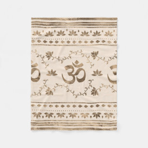 OM symbol ornament - pastel gold Fleece Blanket