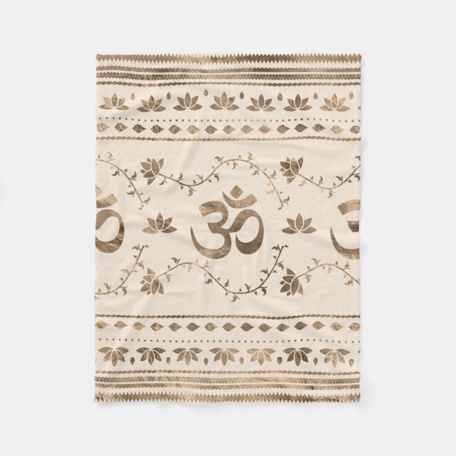 OM symbol ornament - pastel gold Fleece Blanket (Front)