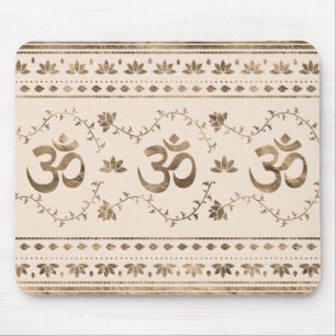 OM symbol ornament - pastel gold Mouse Pad