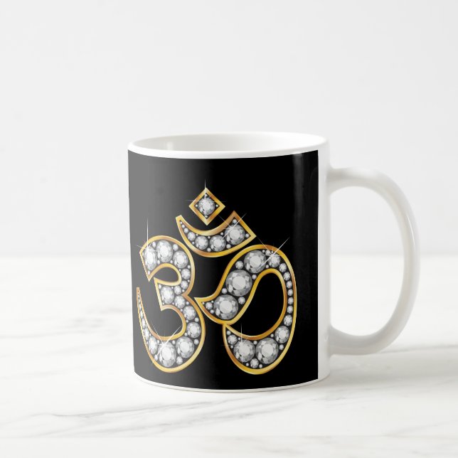 Om Symbol with "Diamond" Stones Coffee Mug (Right)