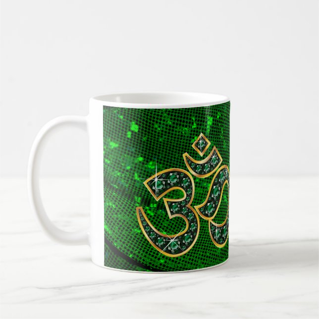 Om Symbol with "Emerald" Stones Cup (Left)