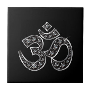 Om Symbol with "Onyx" Stones Tile