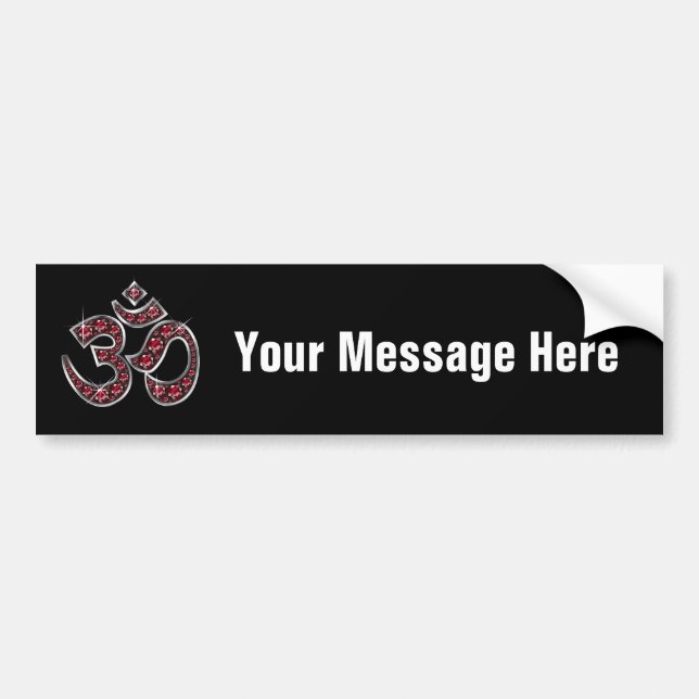Om Symbol with "Ruby" Stones Bumper Sticker (Front)