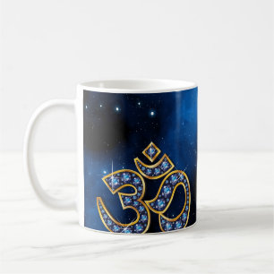 Om Symbol with "Sapphire" Stones Coffee Mug