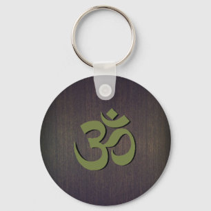 OM Symbol Wood Look Keychain