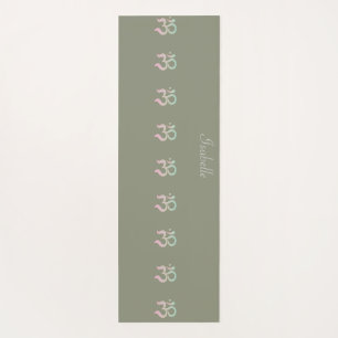 Om symbol zen olive green custom name yoga mat