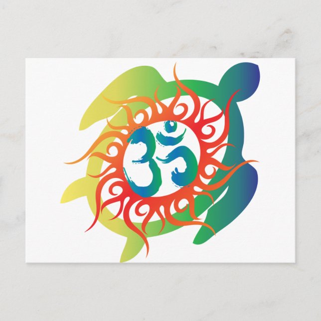 Om-Tatto-Vibrant-Turtle Postcard (Front)