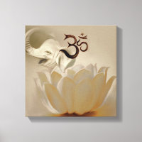 Om with lotus and elephant