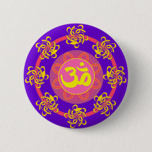 Om with Swirls and Colours! 2 Inch Round Button