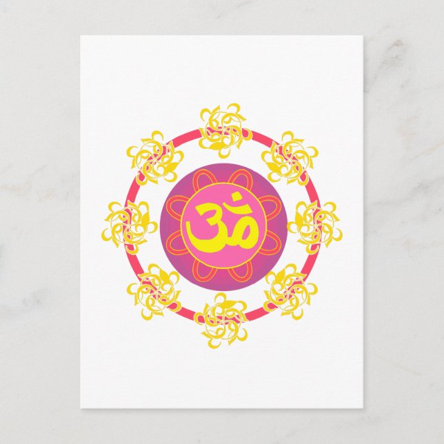 Om with Swirls and Colours! Postcard (Front)