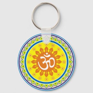 Om with Traditional Indian style Mandana Keychain