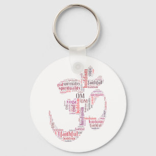 Om words symbol keychain