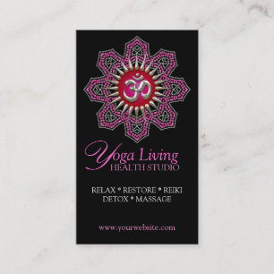 Om Yoga Pink Mandala Sparkle Carte de visite
