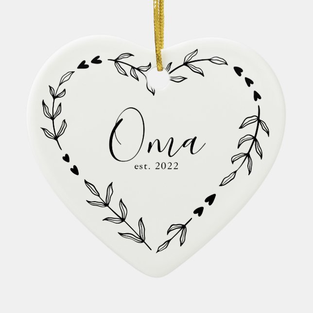 Oma Année Est. Ornement en céramique de Noël (Devant)