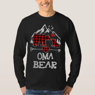 Oma Bear Christmas Pajama Red Plaid Buffalo Family T-Shirt