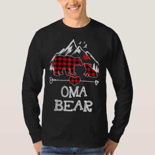 Oma Bear Christmas Pajama Red Plaid Buffalo Family T-Shirt