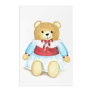 Oma Bear Wearing Red and Blue Dress Acrylic Print