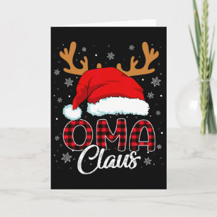 Oma Claus Santa Hat Reindeer Red Plaid Matching Fa Card