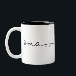 Oma Established | Grandma Gift Two-Tone Coffee Mug<br><div class="desc">This mug features the text oma in s beautiful script with "est" and the year! This would make a perfect gift for her for mother's day, Christmas, birthday, or the perfect pregnancy announcement for that unexpected surprise that the soon to be oma can use forever! Change the colour of the...</div>