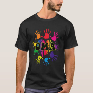 Oma Heart Hand Print Kids Handprint Grandma Mother T-Shirt