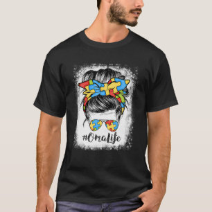 Oma Life Messy Bun Hair Bandana Glasses Autism T-Shirt
