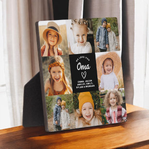 Oma We Love You Hearts Modern Photo Collage Plaque