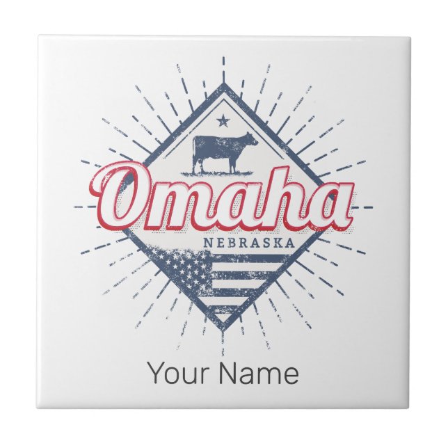 Omaha City Nebraska United States Vintage USA Tile (Front)