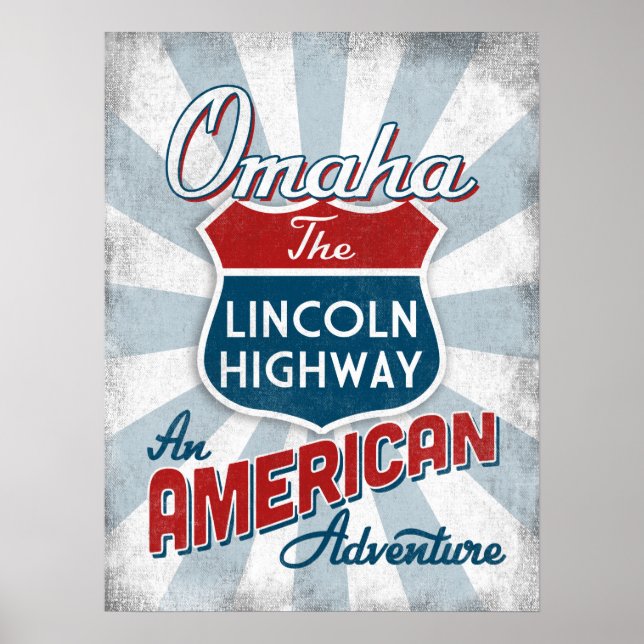 Omaha Lincoln Highway Vintage America Nebraska Poster (Front)
