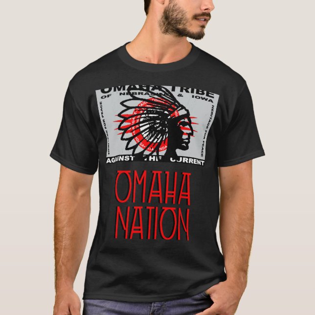 Omaha Nation Flag Indigenous Native American Headd T-Shirt (Front)