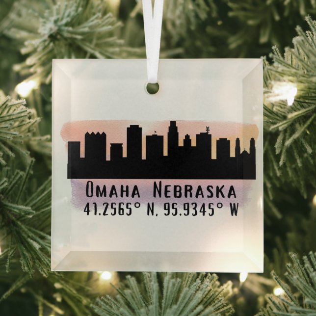 Omaha NE City Skyline Ornement en verre (Insitu)