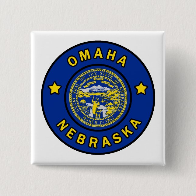 Omaha Nebraska 2 Inch Square Button (Front)