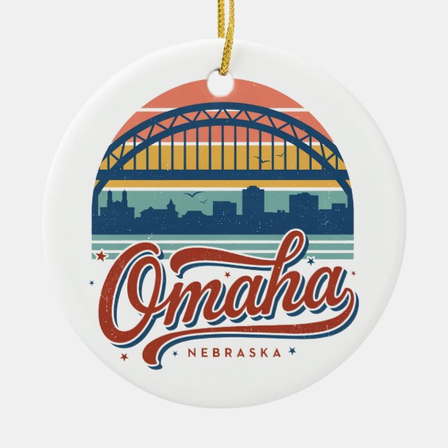 Omaha Nebraska Bob Kerrey Bridge Ceramic Ornament (Front)