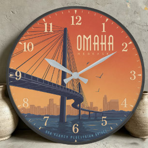 Omaha Nebraska Bridge Large Clock