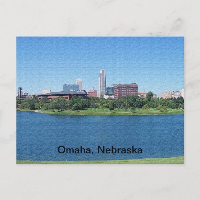 Omaha, Nebraska Skyline on Canvas Postcard (Front)
