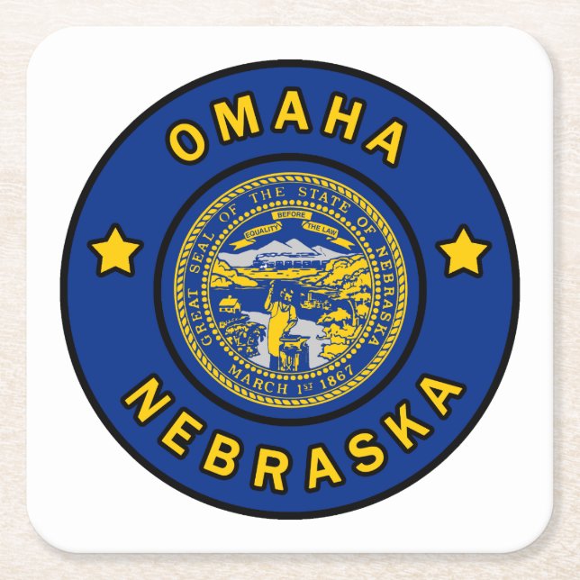 Omaha Nebraska Square Paper Coaster (Front)