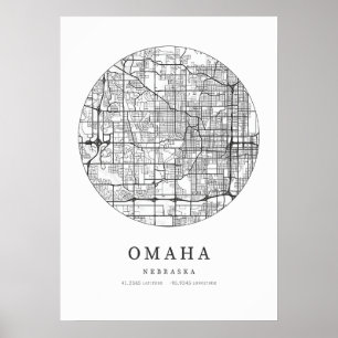 Omaha Nebraska Street Layout Map Poster