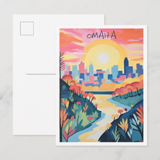 Omaha Nebraska Travel Aesthetic Postcard (Front/Back)