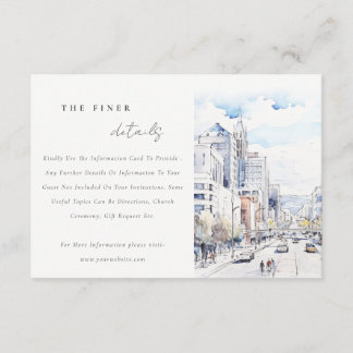 Omaha Nebraska Watercolor Landscape Wedding Detail Enclosure Card
